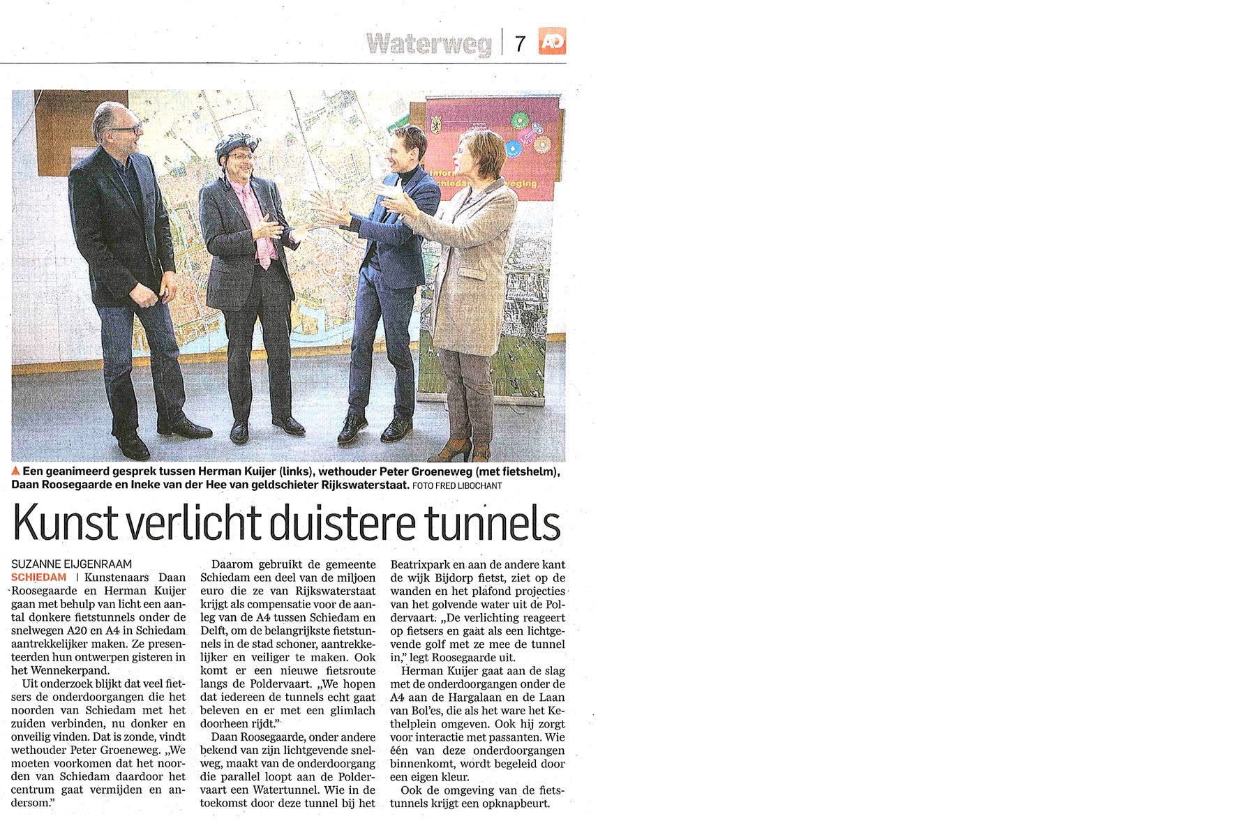 Kunst verlicht duistere tunnels - Algemeen Dagblad 2014